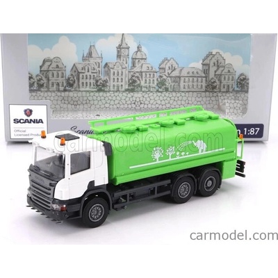 Brekina plast Scania P124.860 Tanker Truck 3-assi 1988 Zelená Bílá 1:87