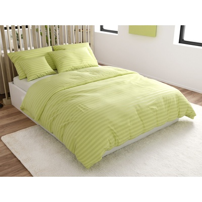 Textilomanie Hotelové obliečky z mikrovlákna JASMINE pistáciové - prúžok 2 cm 70x90 140x220