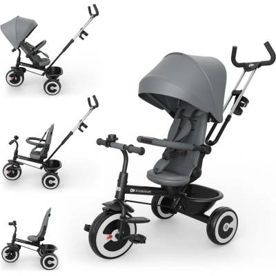 Kinderkraft Aston 2 PRO s odrážacou tyčou otočná sedačka o 360° strieška sivá