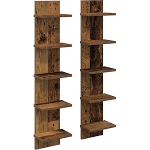 vidaXL Стенен рафт 2 бр. Старо дърво 22 x 15 x 100 см (8012433)