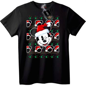 NOONEBRAND Тениска Mickey Дядо Коледа - 2XL, Black