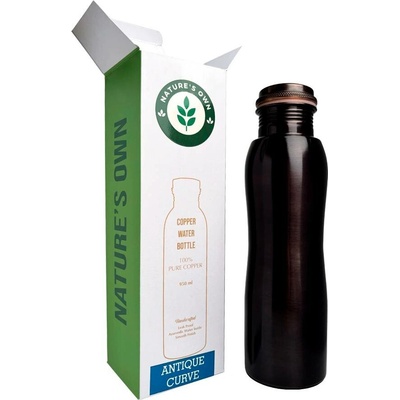 Měděná láhev na vodu zaoblená Černá, 950 ml, Nature's Own