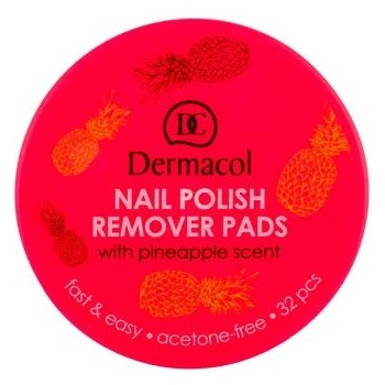Dermacol Nail Polish Remover Pads тампони за премахване на лак от ноктите с аромат на ананас 32 бр