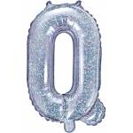 PartyDeco Балон от фолио Mini - Буква Q 35см холографичен
