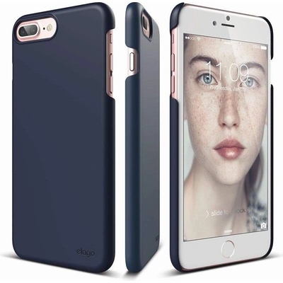 elago S7 Slim Fit 2 Case + HD Clear Film - поликарбонатов кейс и HD покритие за iPhone 8 Plus, iPhone 7 Plus (тъмносин)