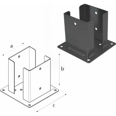 Domax PSPD zaskrutkovacia pätka stĺpika so štvorcovou základňou 150 x 150 120 - 122 x 150 x 180 x 2.5 mm