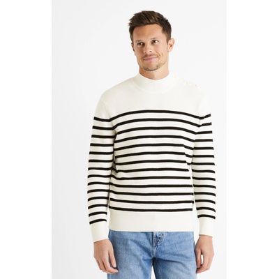 Celio Черно-бял мъжки пуловер на райета Celio Denerio Celio | Byal | МЪЖЕ | L