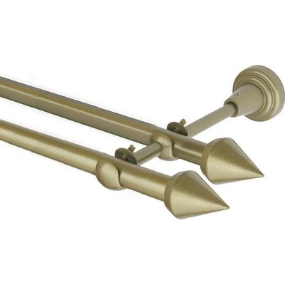 OK-GarnýžeCZ Garnýž kovová dvouřadá 16mm Hrot double zlatá antik 450 cm do stěny / na tunýlek - bez kroužků