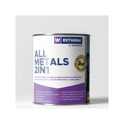 WOODCOTE privátna značka EXTHERM Allmetals 2in1 1001 biely 0,6L 710380068