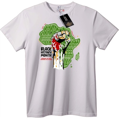 NOONEBRAND Тениска Черен исторически месец с юмрук - XL, White