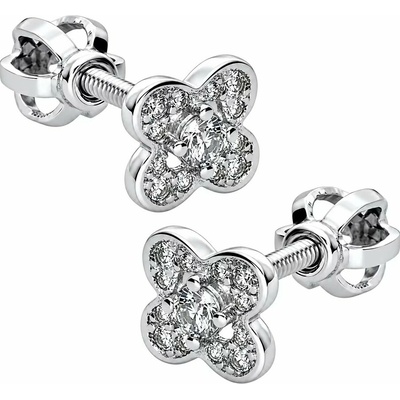Zlaton Náušnice bílé zlato květina se zirkony pecky 0.6cm 1.05g N13112501665
