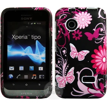 Image 1 of Sony Xperia tipo ST21i Black Butterfly Силиконов Калъф + Протект
