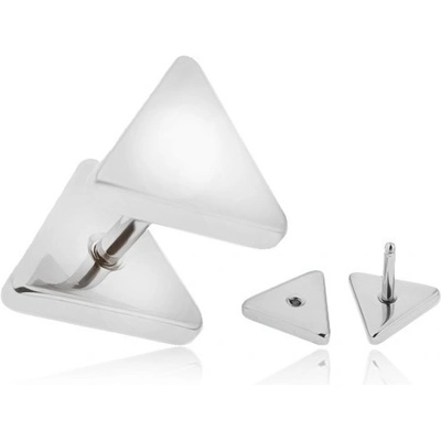 Šperky eshop fake plug do ucha z chirurgické oceli stříbrná trojúhelníky PC01.28
