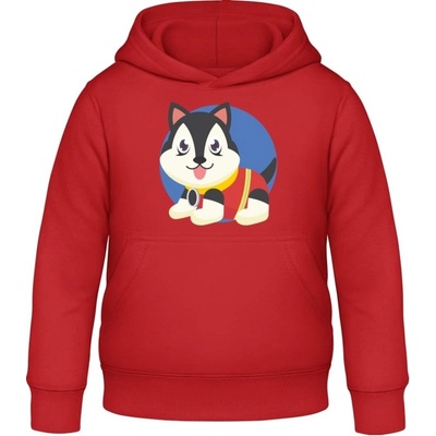 AWDis detská mikina s Kapucňu Dizajn so psom pre deti záchranár Ohnivá červená