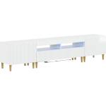 vidaXL 3 части LED ТВ шкаф ARNHEM 3 бр. Бял гланц Инженерна дървесина (3416600)