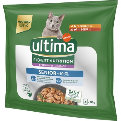 Ultima Cat Expert Nutrition Senior kuřecí a hovězí 4 x 70 g