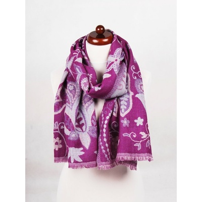 Šála z merino vlny fialová se světle modrou