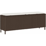 vidaXL Градинска пейка с възглавница Кафява 110x30x40, 5 cm Поли ратан (4104155)