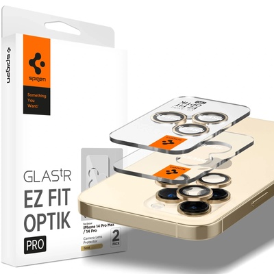 Spigen Комплект 6 стъклени протектора за камера Spigen Optik EZ FIT съвместими с iPhone 14 Pro / 14 Pro Max Gold (AGL05598)