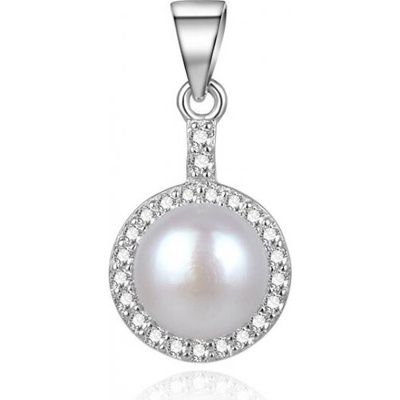Beneto Elegantní stříbrný přívěsek s říční perlou AGH155P
