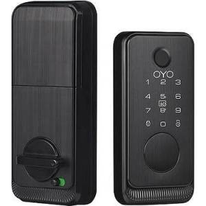 TTLock допълнителна моторна смарт брава с RFID чипове ( карти) , ПИН код , пръстов отпечатък цвят черен - ASD S8F (CNL0491)