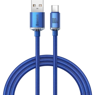 Baseus Кабел за данни USB към Type-C 100W 100W, 2m - Baseus Crystal Shine (CAJY000503) - син