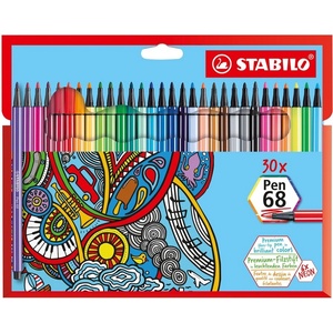 STABILO Комплект флумастери, Stabilo, Pen 68 ST6830-7, 30 цвята (ST6830-7)