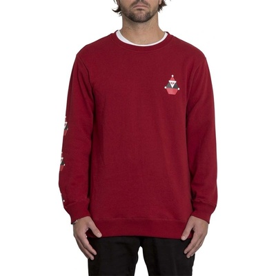 VOLCOM mikina Santastone Crew Flc deep red