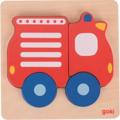 Goki vkladacie puzzle Hasičské auto 4 dieliky
