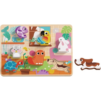 TookyToy Drevené vkladacie puzzle domáci maznáčikovia
