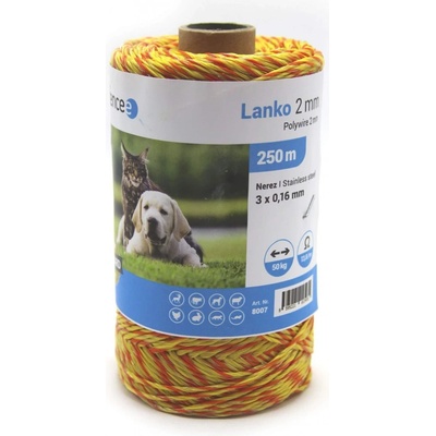 Fencee Lanko pro elektrický ohradník, průměr 2 mm, žluto-oranžové, délka 250 m