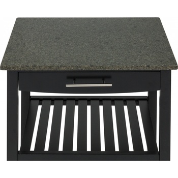 Klarstein Tennessee servírovací vozík 4 patra dřevo žula pojízdný Černá