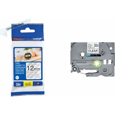 Brother TZ-131S/TZE-131S černý tisk/průhledný podklad 12mm x 4m originální páska – Zboží Dáma