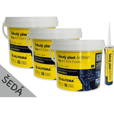 SET 3x Tekutý plast ALF FLEX Floor II.generácia 5kg šedá (15,3kg)+Tekutý plast ALF FLEX Floor II.generácia 290ml šedá (SET 15,3kg DOPRAVA ZDARMA!)