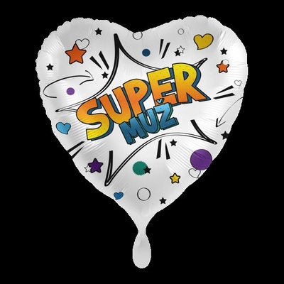 Srdce Super muž CZ 43 cm fóliový balónek