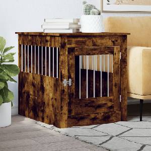 vidaXL Клетка за куче мебел, опушен дъб, 64, 5x80x71см, инженерно дърво (838334)