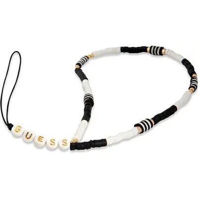 Prívesok na kľúče Guess pendant GUSTBCKH Phone Strap Heishi Beads black and white (GUSTBCKH)