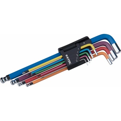 Extol Premium Kľúče imbusové farebné predĺžené 9ks H1 5-H10mm 8819316