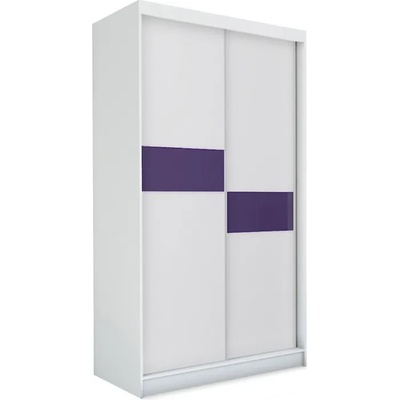Expedo Шкаф с плъзгащи врати i ADRIANA, 150x216x61, бяло/лилаво стъкло