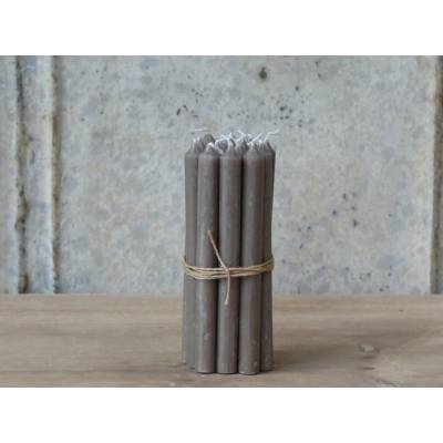 Taupe úzká svíčka Taper linen - Ø 1,2 *13cm / 2.5h - Chic Antique