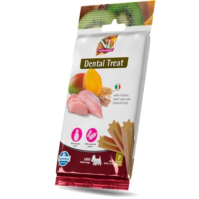 N&D TROPICAL SELECTION DOG Dental Treat Chicken Adult MINI - дентални лакомства за кучета от дребни породи с пилешко, спелта, овес и тропически плодове 60gr