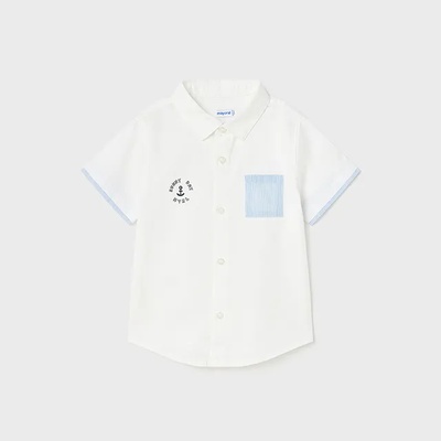MAYORAL Риза къс ръкав едноцветна с детайли за бебе момче Майорал