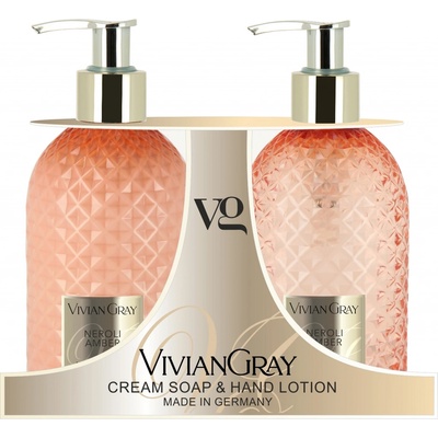 Vivian Gray Neroli a Ambra luxusné tekuté mydlo s dávkovačom 300 ml + luxusný krém na ruky s dávkovačom 300 ml