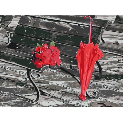 MALUJEŠ Malování podle čísel DEŠTNÍK A RŮŽE Rozměr 40 x 50 cm Rámování vypnuté plátno na rám