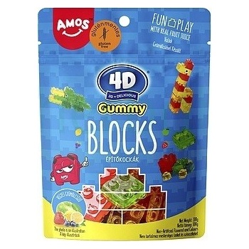 Amos 4D Fun&Play Bezlepkové gumené cukríky ovocný mix kocky 100 g