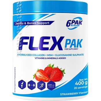 6PAK Nutrition Flex Pak Powder | Collagen & Glucosamine, Chondroitin, MSM, Hyaluronic Acid [400 грама] Ягода