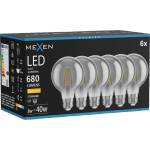 Mexen Vintis 6x LED филaмент крушка E27, G80, 8W, Топла - 2700K, 680 lm, опушен - L155-E27-0827-70x06 (L155-E27-0827-70x06)