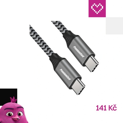 Premiumcord ku31cw05 USB-C M/M, 100W 20V/5A 480Mbps bavlněný oplet, 0,5m