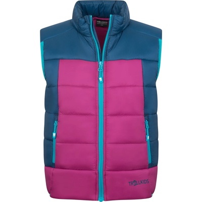 TROLLKIDS Детски синтетичен елек Trollkids Kid's Hardanger Vest Synthetic vest - Madeira Blue / Bright Berry / Dark Turquoise - размер 104 (EU) (703-4663-0213)