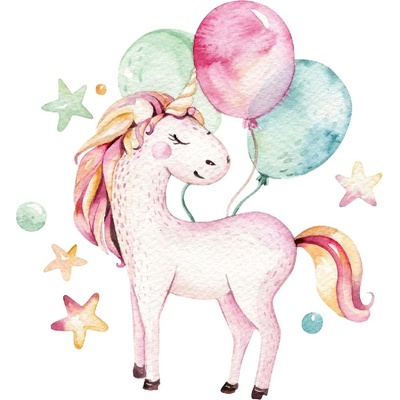 DIMEX ART Флизелинов фототапет еднорог с балони 375 x 250 см